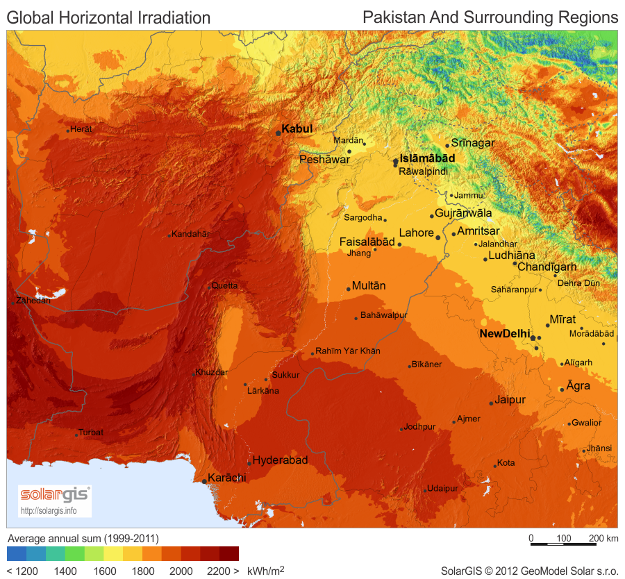 Solar Energy map of Pakistan
