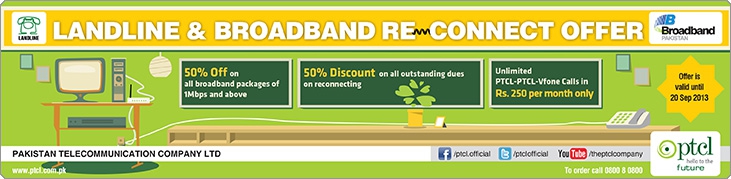 PTCL bring Reconnect Landline & Broadband offer