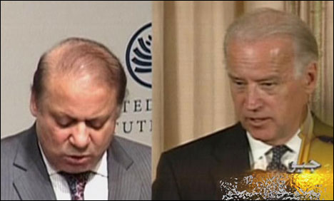 Prime Minister Nawaz Sharif meeting with U.S. Vice President at his residence